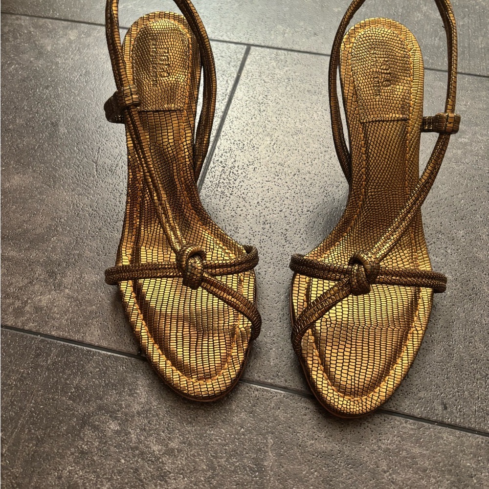 Ralph Lauren Gold/Bronze Strappy Heels